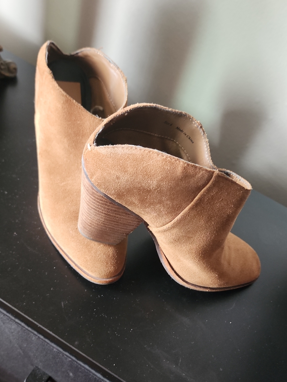 Dolce Vita Tan Suede Stacked Heel Ankle Booties